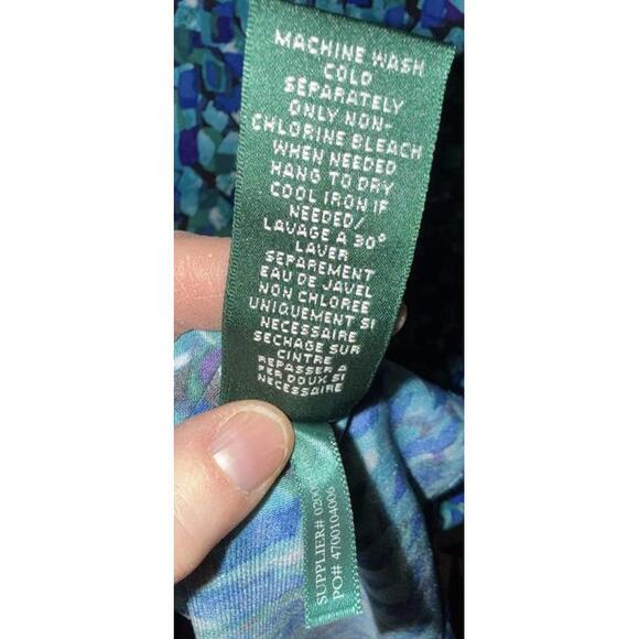 RALPH LAUREN V-NECK Cap Sleeve Fit Flare BLUE & AQUA KNIT Jersey DRESS Size 10 - Picture 8 of 9